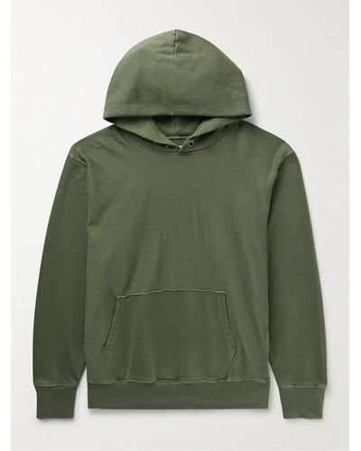 Les Tien Garment-dyed Cotton-jersey Hoodie - Green