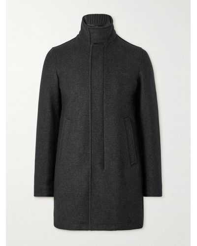 Herno Padded Brushed Wool-blend Twill Coat - Black