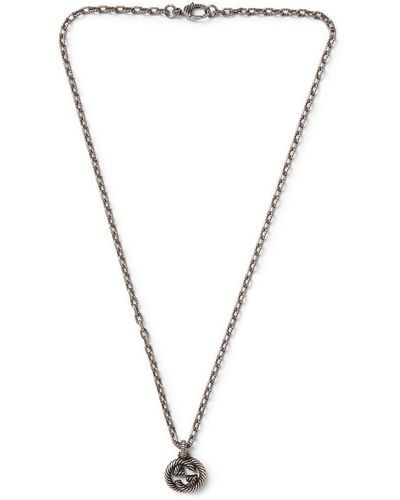 Gucci Engraved Burnished Sterling Silver Necklace - Metallic