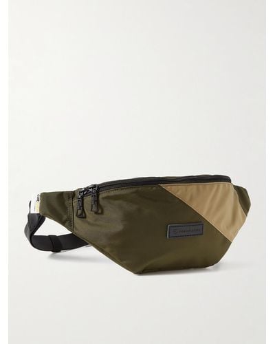 master-piece Slant Leather-trimmed Recycled Cordura® Eco Belt Bag - Green