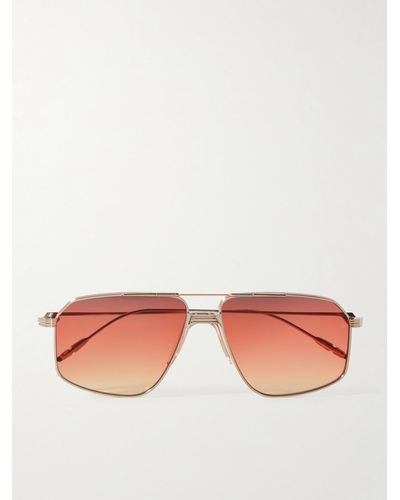 Jacques Marie Mage Jagger Aviator-style Silver And Rose Gold-tone Sunglasses - Pink