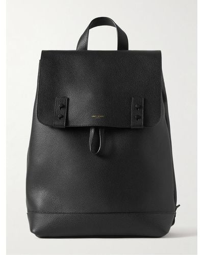 Saint Laurent Full-grain Leather Backpack - Black