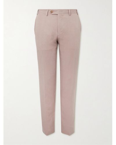 Canali Straight-leg Linen And Silk-blend Suit Pants - Pink