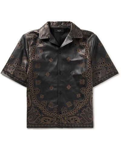 Amiri Cut-out Bandana-print Leather Shirt - Black