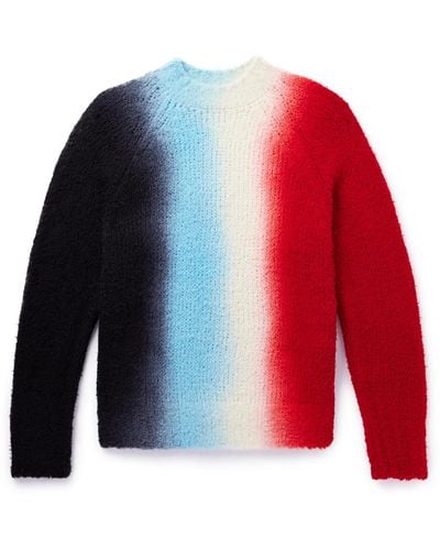 Sacai Tie-dyed Wool-blend Sweater - Red