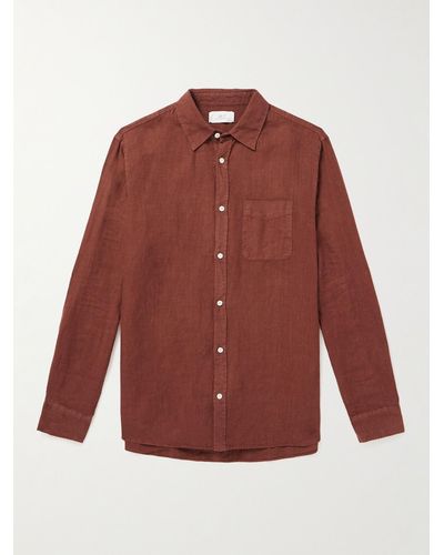 MR P. Garment-dyed Linen Shirt - Red