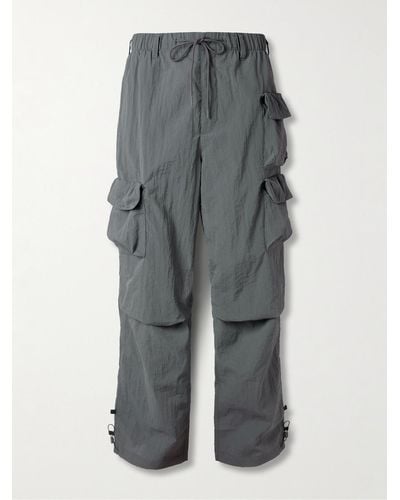 Nike Straight-leg Logo-embroidered Ripstop Drawstring Cargo Trousers - Grey