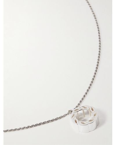 Bottega Veneta Sterling Silver-tone Pendant Necklace - Natural