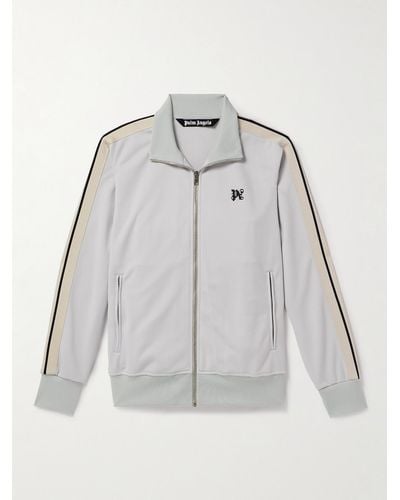Palm Angels Logo-embroidered Tech-jersey Track Jacket - Grey