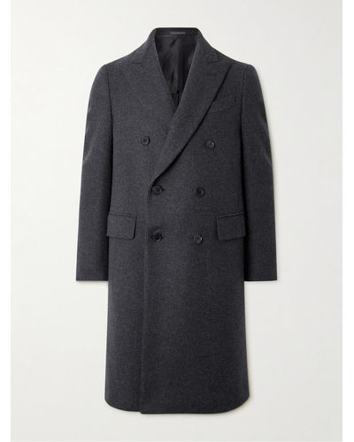 Caruso Double-breasted Wool And Cashmere-blend Coat - Blue