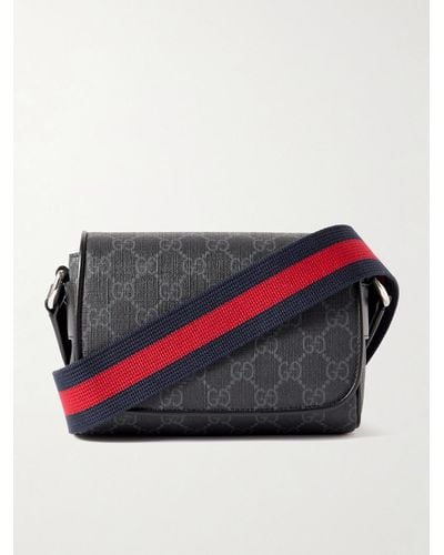 Gucci Ophidia Mini Umhängetasche aus beschichtetem Canvas mit Logomuster und Lederbesatz - Schwarz