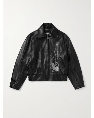 Enfants Riches Deprimes Arcane 17 Embroidered Leather Jacket - Black