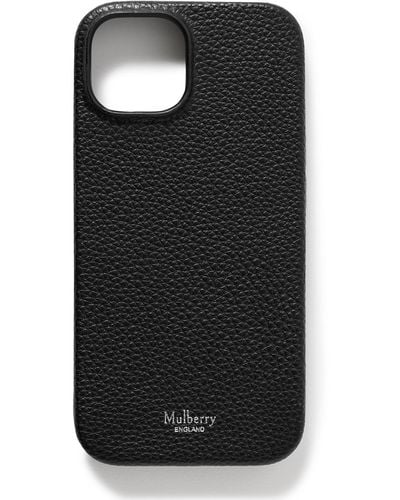 Mulberry Full-grain Leather Iphone 15 Case - Black