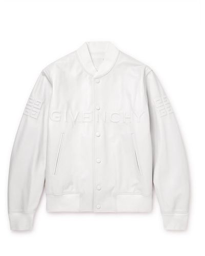 Givenchy Logo-embossed Leather Varsity Jacket - White