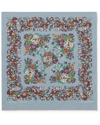 Kapital Nadeshiko Champetre Fastcolor Floral-print Selvedge Cotton-voile Bandana - Blue
