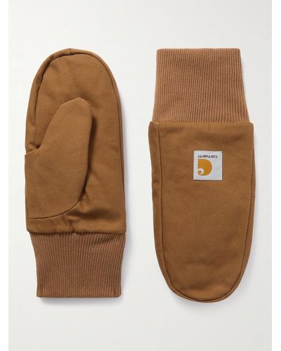 Carhartt Carston Logo-appliquéd Cotton-canvas Mittens - Brown