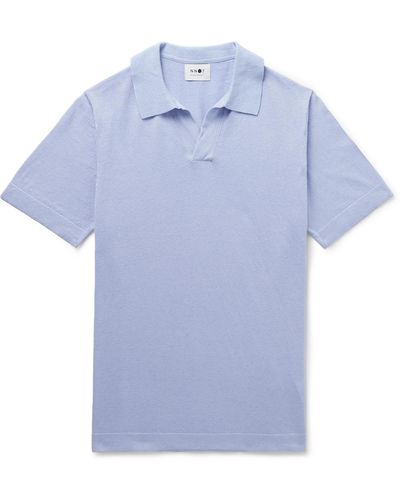 NN07 Ryan 6311 Cotton And Linen-blend Polo Shirt - Blue