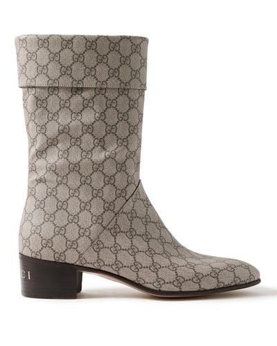 Gucci Punkel Monogrammed Supreme Coated-canvas Boots - Brown