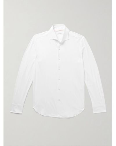 Loro Piana Andrew Cutaway-collar Slim-fit Cotton-jersey Shirt - White