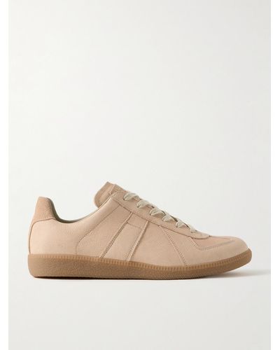 Maison Margiela Replica Suede-trimmed Leather Trainers - Natural