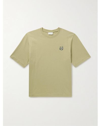 Maison Kitsuné Logo-appliquéd Cotton-jersey T-shirt - Green