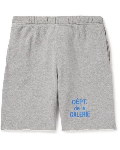 GALLERY DEPT. Straight-leg Logo-print Frayed Cotton-jersey Drawstring Shorts - Gray