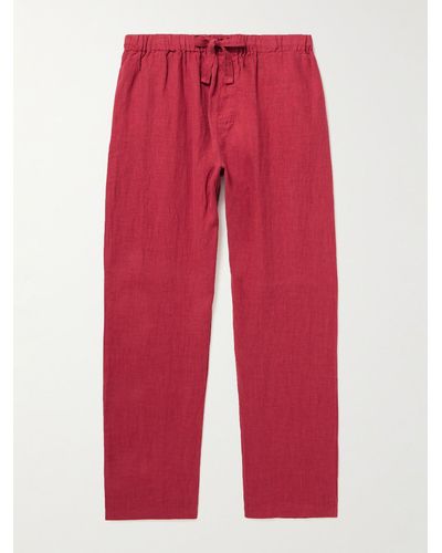 Desmond & Dempsey Linen Pyjama Pants - Red