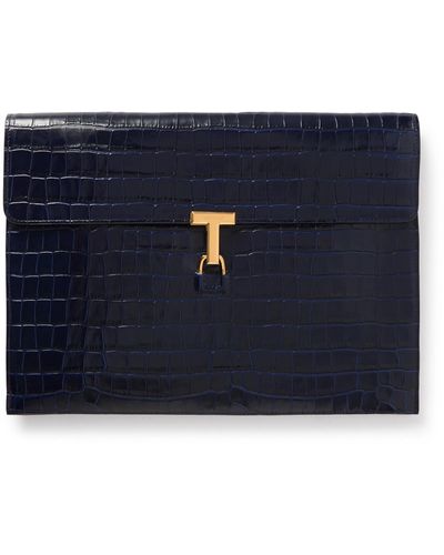 Tom Ford Croc-effect Leather Pouch - Blue