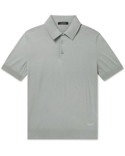 Zegna Logo-embroidered Cotton Polo Shirt - Gray