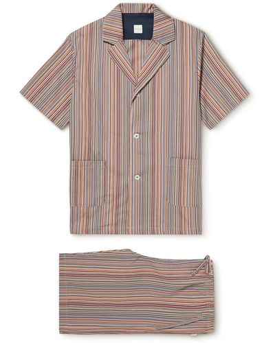 Paul Smith Striped Cotton-poplin Pajama Set - Gray