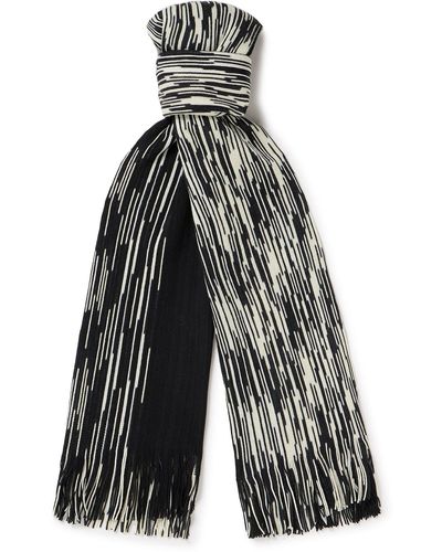 Missoni Fringed Striped Wool Scarf - Gray
