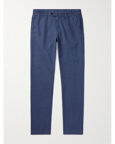 Massimo Alba Winch2 Straight-leg Cotton And Linen-blend Pants - Blue