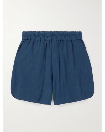 Dries Van Noten Straight-leg Linen-blend Shorts - Blue