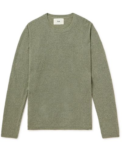 Folk Cotton-blend Bouclé Sweater - Green