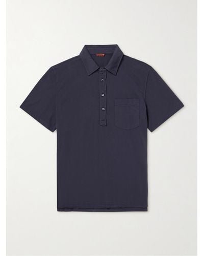 Barena Garment-dyed Cotton-jersey Polo Shirt - Blue