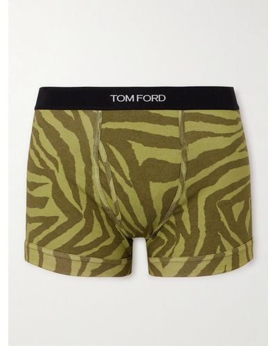 Tom Ford Boxer in cotone stretch con stampa zebrata - Verde