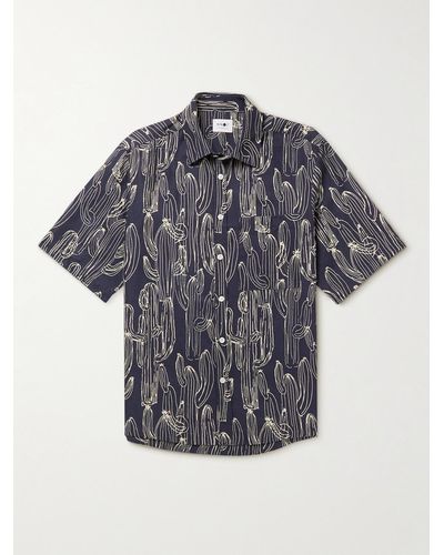 NN07 Hans Printed Lyocell And Linen-blend Shirt - Grey