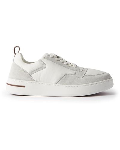Loro Piana Newport Walk Suede-trimmed Sneakers - White