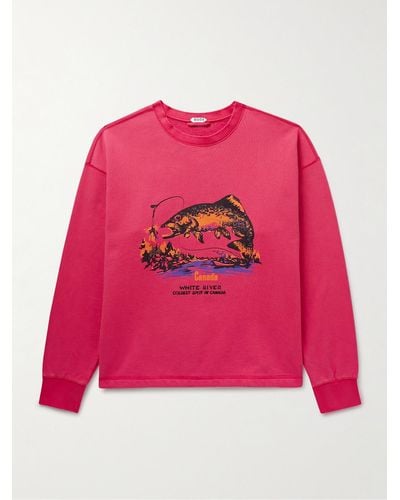 Bode White River Sweatshirt aus Baumwoll-Jersey mit Print - Pink