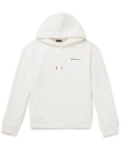 Jacquemus Logo-embroidered Organic Cotton-jersey Hoodie - White