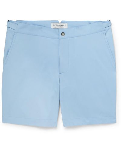 Frescobol Carioca Rio Slim-fit Mid-length Recycled-shell Swim Shorts - Blue