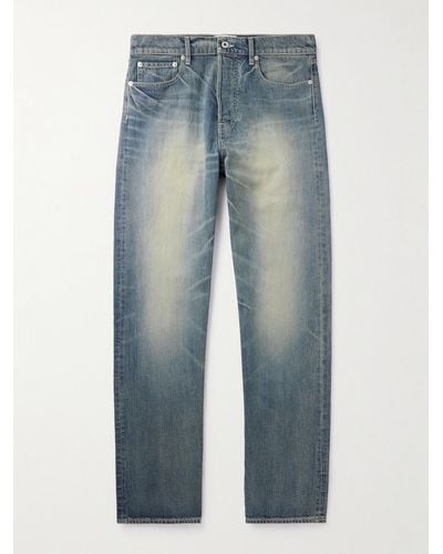 KENZO Gerade geschnittene Jeans mit Logostickerei - Blau