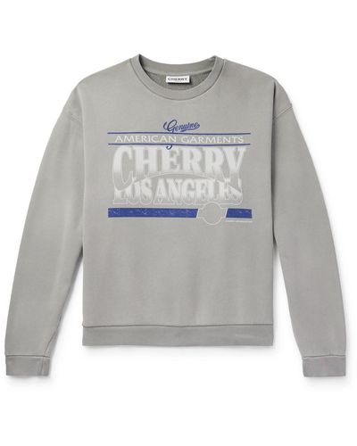 CHERRY LA American Garments Logo-print Cotton-jersey Sweatshirt - Gray