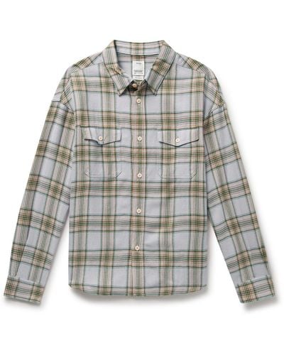 Visvim Pioneer Checked Wool And Linen-blend Flannel Shirt - Gray