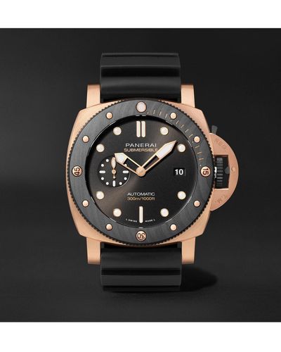 Panerai Submersible Orocarbo Automatic 44mm Goldtech And Rubber Watch - Black