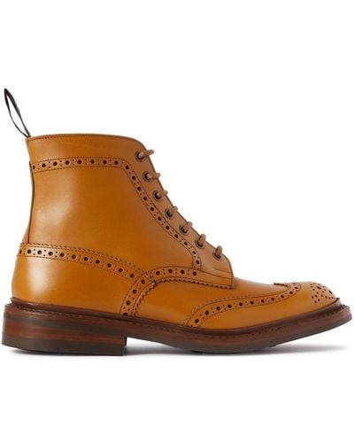 Tricker's Stow Leather Brogue Boots - Brown