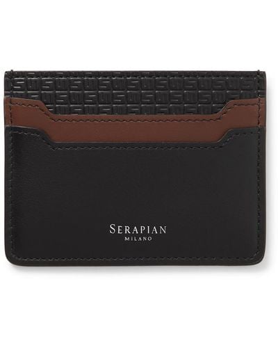 Serapian Logo-print Embossed Leather Cardholder - Black