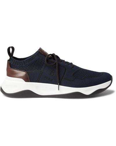 Berluti Shadow Knit And Leather Sneaker - Blue