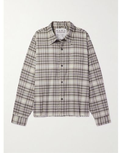 mfpen Priority Checked Cotton And Cashmere-blend Flannel Shirt - Grey