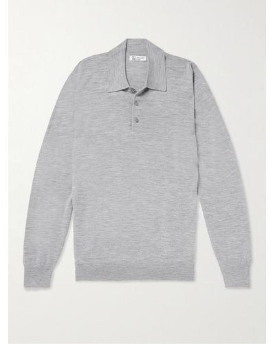 Johnstons of Elgin Merino Wool Polo Shirt - Grey
